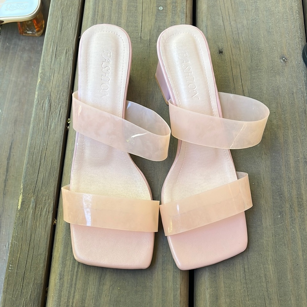Pink Square toe Heels - Picture 2 of 3